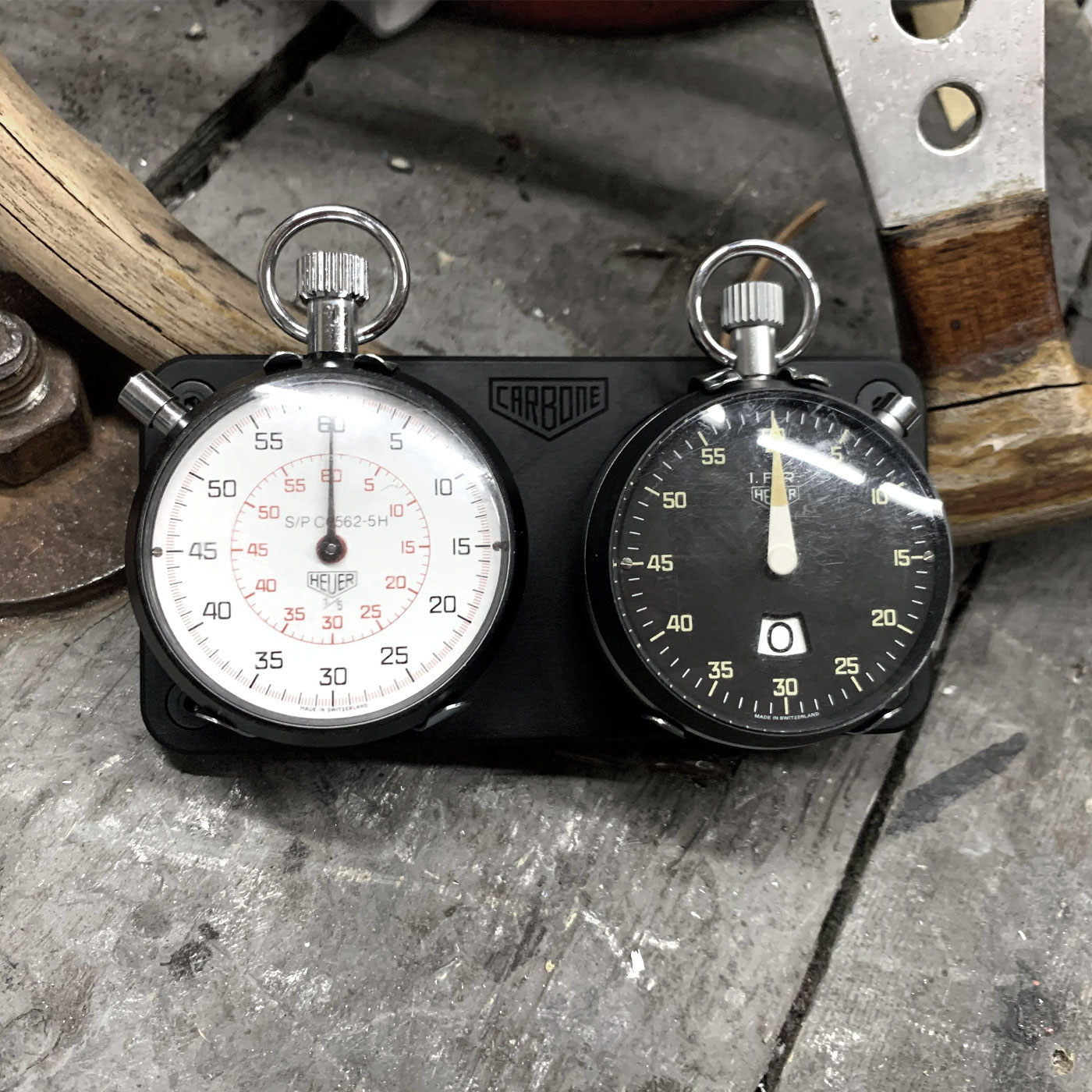 Vintage Heuer Ref.40890 62mm black stopwatch #1