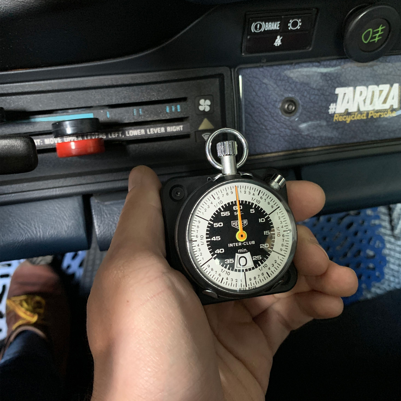 Single stopwatch holder for vintage Heuer, black