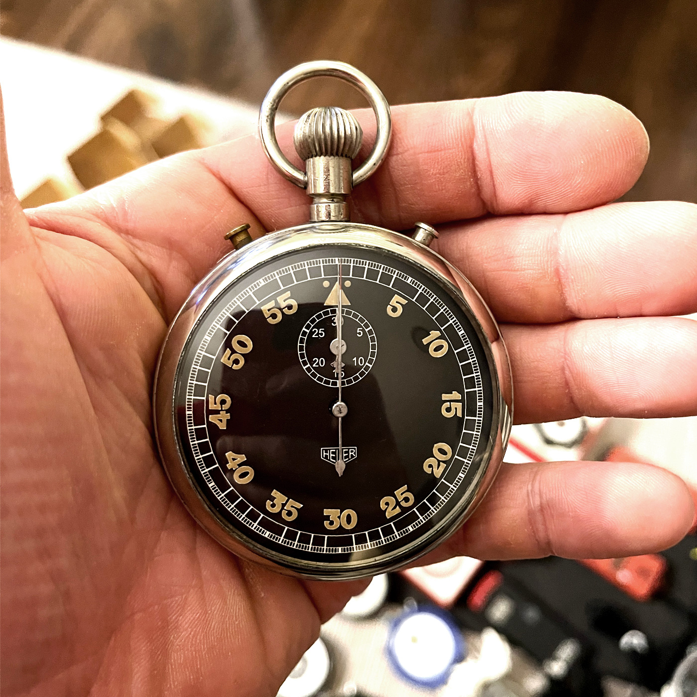 Vintage Heuer military rare WWII Wehrmacht 62mm stopwatch #1