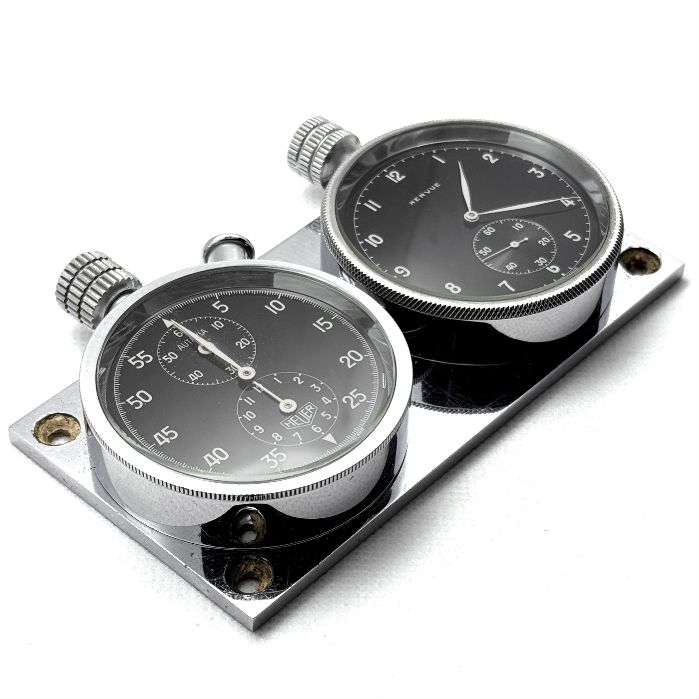 Vintage Heuer HERVUE clock and AUTAVIA stopwatch set #2