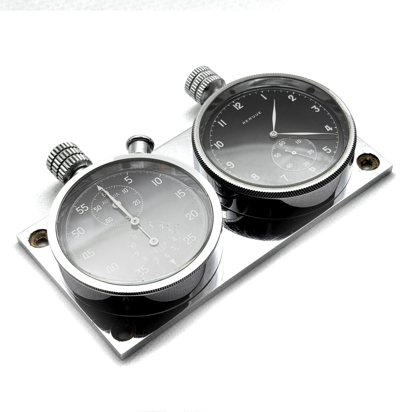 Vintage Heuer HERVUE clock and AUTAVIA stopwatch set #2